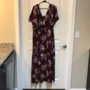 Floral dark red dress